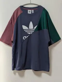 adidas Originals 切替デザインTシャツ トレフォイル ビッグロゴ