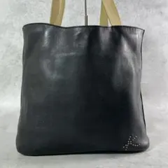 美品✨キタムラ トートバッグ レザー シボ革 ステッチ ロゴ ブラック 黒