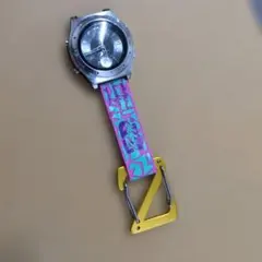 稼働品.CASIO ピンク紫パターン 電波ソーラー時計