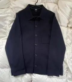 ユニクロミラノリブシャツカーディガン　ネイビー