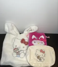 ふわふわ　キティ　トートバッグ＆ポーチ