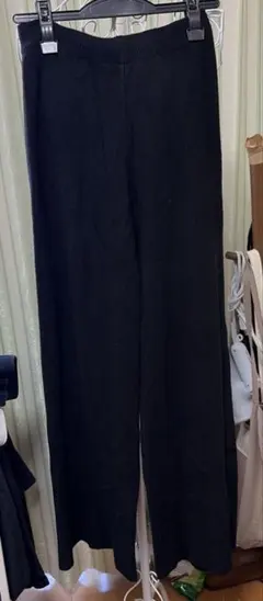 ブラック ニットパンツ ワイドパンツ