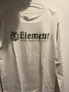 ELEMENT ロンT M ホワイト サムホール付き 長袖Tシャツ