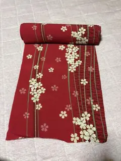 さが美 紫色 扇子模様 着物反物 ポリエステル 12メートル 新品未使用 