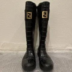 FENDI レインブーツ ブラック ゴールド金具　24cm size:38のサムネイル