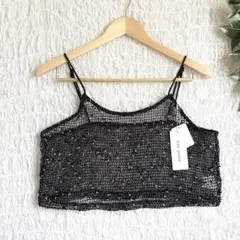 新品未使用✨️キャミビスチェ シースルー メッシュ レイヤード 重ね着 ショート丈