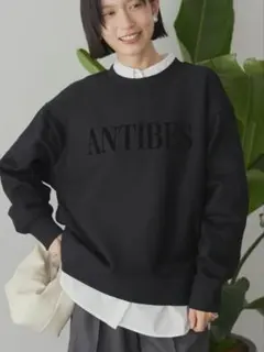 美品アメリカンホリックのロゴクルーネックコットンスウェット黒ブラックのサムネイル
