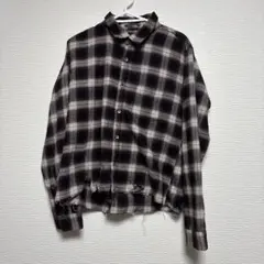 チェックシャツ　ネルシャツ　ダメージ　古着　archive opium y2k