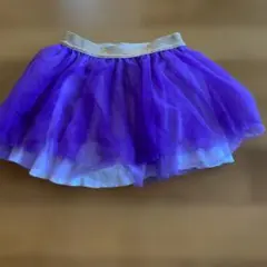 紫と白のフレアスカート 100cm~ ゴールドウエストバンド