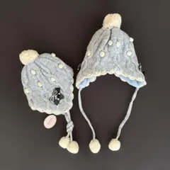 【新品】子供用ニット帽 2個セット 水色　白　リボン