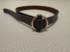 ブラウンレザー リングバックルベルト