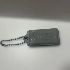 COACH コーチ レザー タグ チャーム キーホルダー グレー