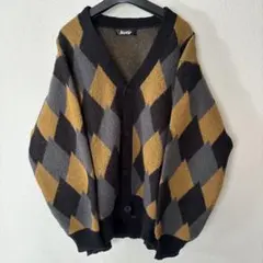 【値下げ交渉可】kutir アーガイル　カーディガン　ニット　茶　黒