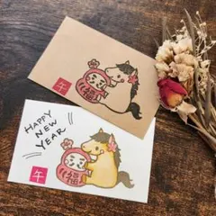 消しゴムはんこ　お馬さんとダルマ