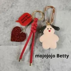 じゃらじゃらキーホルダー ＆ mojojojo ピンク 犬 ハート 赤 ラメ