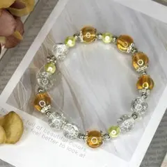 no.232 クリア　イエロー　シルバーブレスレット