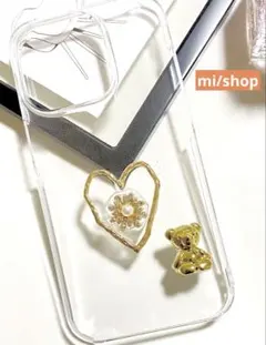 iPhoneケース 韓国 くまさん クリアケース ハート