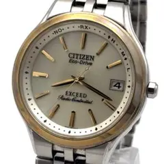 CITIZEN エクシード エコドライブ 電波ソーラー チタン コンビ 不動
