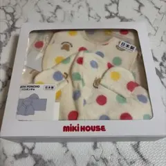 Miki House ドット柄バスポンチョタオル、スタイセット