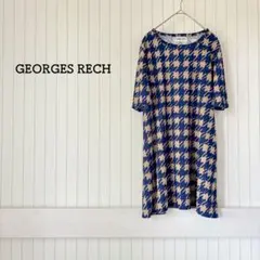 【美品】ジョルジュレッシュ フランス 千鳥柄 ベージュ 青 チュニック ミニ