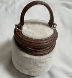 ZARA ブラウン ホワイト ミニハンドバッグ ファー