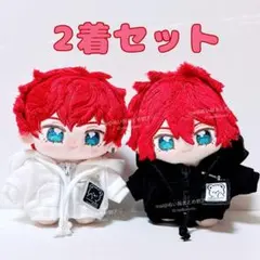 【2着セット】10〜12cm ぬい服 カジュアル服 白パーカー&黒パーカー