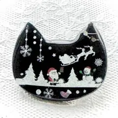 黒猫　クリスマスブローチ