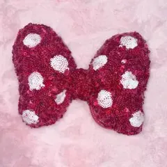 ディズニー スパンコール リボン ヘアゴム 赤