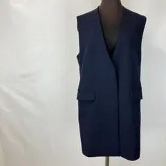 UNITED ARROWS ベスト ロングジレジャケット 体型カバー ネイビー