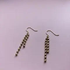ツツミ K10YG ミラーカットボール ロングチェーンピアス 揺れる