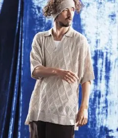 【新品】ANGENEHM(アンゲネーム)ニットポロシャツ NATURAL Sのサムネイル