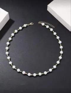 パールとビーズのネックレス　ハンドメイド　ユニセックス