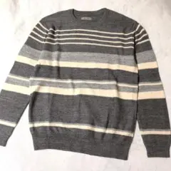 新品✨️DoCLASSE 綿100% ボーダー ニット セーター M グレーのサムネイル
