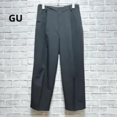 【GU】ジーユー　スラックスパンツ　センタープレス　タック　フォーマル　L