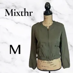 美品✨【Mixthr】ノーカラージップアップショートジャケット　ミリタリー　M
