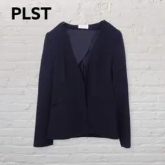 PLST ノーカラージャケット ネイビー S フック留め