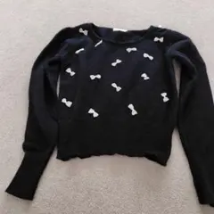 earth music & ecology 黒リボンニット M