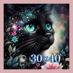 ★新品！ダイヤモンドアート　猫 アート 30x40cm ビーズアートのサムネイル