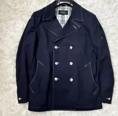 美品　バーバリーブラックレーベル ピーコート ジャケット チェック 銀ボタン