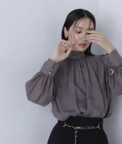 Natural Beauty Basic ハイネックボリュームシアーブラウス