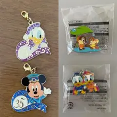ディズニー35周年チャーム＆ピンバッジチャーム４個セット