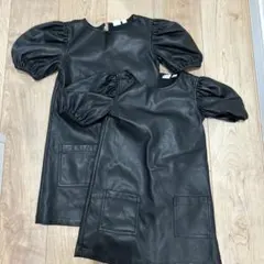 GAP KIDS 黒 半袖レザー風ワンピース 2点セット