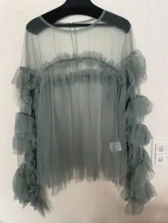 デコラティブチュールトップス グリーン M