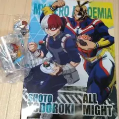 ヒロアカ　缶バッジ(轟焦凍)&クリアファイル＆プラスチックカップセット　くら寿司