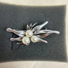 silver アコヤ真珠　パール　ブローチ