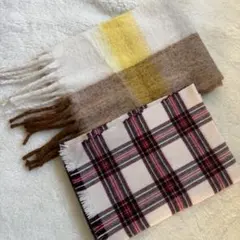 チェック柄マフラー2点セット