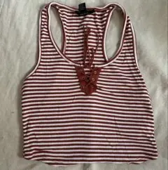 FOREVER 21 赤と白のストライプタンクトップ