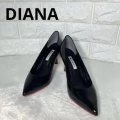★超美品★DIANA 黒 ポインテッドトゥ エナメルハイヒール　レッドソール