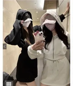 パーカーミニスカート裏起毛スウェットセットアップ pm317