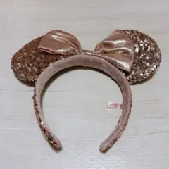 ディズニーカチューシャ ミニー　サーモンピンク スパンコール